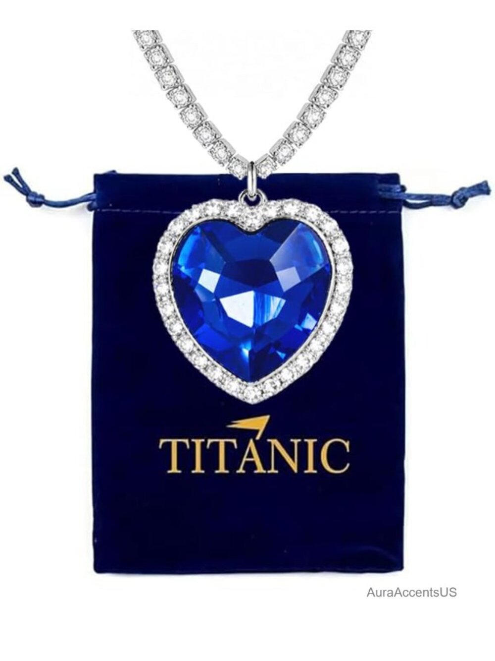 Heart of the Ocean Simulated Blue Sapphire Heart Necklace Silver-Tone Pendant